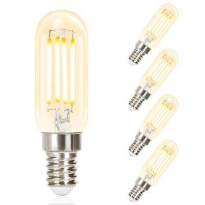 GBLY 4x LED Glühbirne E14 Lampe: Warmweiss Filament Leuchtmittel Edison Vintage Glühlampe 2700K 4W Warmweiß T25 Retro Birnen Glas Antike Energiesparlampe für Haus Hotel Bar Café von GBLY