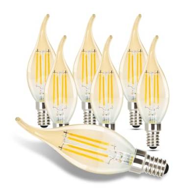 GBLY LED Glühbirne E14 Leuchtmittel: 6 Stück Lampe Warmweiß kerze Birne 4W 2700K Filament Retro Edison Glühlampe Vintage Light Bulb Glas Energiesparlampe - Nicht Dimmbar von GBLY