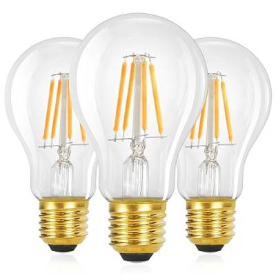 GBLY LED Lampe E27 Glühbirne: 3ER A60 Vintage Edison Leuchtmittel 4W 2700K Warmweiss Glühlampe Retro Filament Birnen Bulb Energiesparlampe für Haus Café Bar - Nicht Dimmbar von GBLY