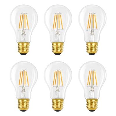 GBLY LED Lampe E27 Glühbirne: 6ER A60 Vintage Edison Leuchtmittel 4W 2700K Warmweiss Glühlampe Retro Filament Birnen Bulb Energiesparlampe für Haus Café Bar - Nicht Dimmbar von GBLY