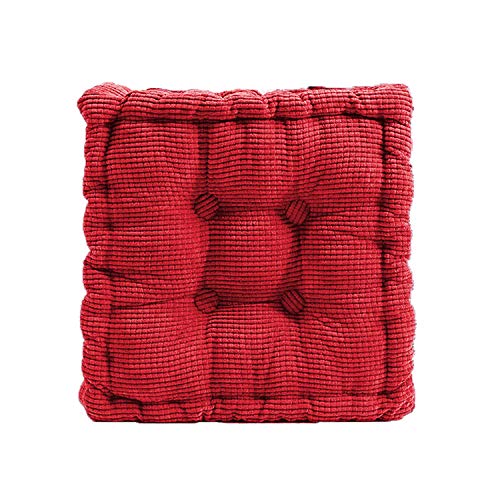 GGoty Sitzkissen Stuhlkissen Dicke Polsterung Steppkissen Tatami Bodenkissen Sofakissen für Indoor Outdoor 40/45/50cm rund Bürostuhl Gartenstuhl Esszimmerstuhl Booster Sitzauflage (40x40cm,rot) von GGoty