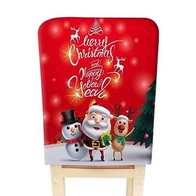 GHEART Weihnachten Stuhlhussen, Nikolaus Hut Stuhlbezug Weihnachtsmann Esszimmerstuhl Rückenbezüge, Waschbar Rot Stuhlschoner Weihnachten Deko Weihnachts Ornament Party Supplies von GHEART