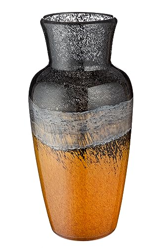 GILDE GLAS art Deko Vase - Blumenvase durchgefärbtes Glas - Deko Herbst - Geschenk für Frauen Weihnachten Geburtstag - Farbe: Braun Schwarz - Höhe 30,5 cm von GILDE GLAS art