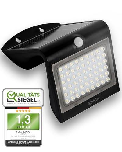 GINUX® Solarlampen für außen mit Bewegungsmelder 40W | 54 LED Supperhelle Solarleuchten | Solar Lampe Outdoor für Wand und Garten mit 3 Modi (Schwarz, 4W) von GINUX