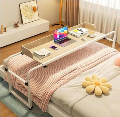 GJVBGA Nachttisch Auf Rollen Höhen-/Breitenverstellbar Geeignet Für Pflegebetten Laptoptische(Color:Holzfarbe) von GJVBGA