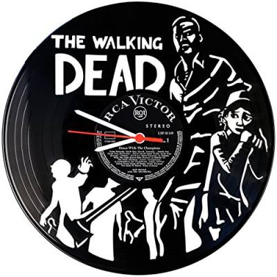 GRAVURZEILE Wanduhr aus Vinyl Schallplattenuhr The Walking Dead Upcycling Design Uhr Wand-Deko Vintage-Uhr Wand-Dekoration Retro-Uhr Made in Germany von GRAVURZEILE