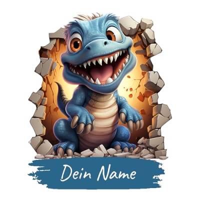 GRAZDesign Dino Wandtattoo mit Namen personalisiert Dinosaurier für Kinderzimmer Junge - Wandaufkleber über Bett & Sofa - 61x50cm von GRAZDesign