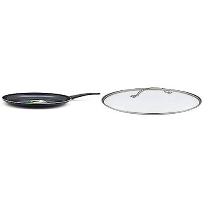 GreenChef Pfanne Bratpfanne Induktion Keramik Beschichtet, Toxinfreies Kochen, Ofen- und Spülmaschinengeeignet mit Universal Glasdeckel für Bratpfanne und Kochtopf mit Edelstahl Griff - 30 cm, Schwarz von GreenChef