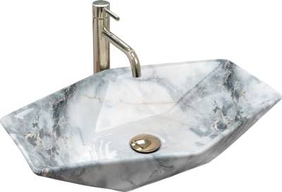 GTM Design Keramik Waschbecken - Aufsatzwaschbecken fürs Badezimmer - Eckiges Waschbecken - Design Waschbecken im modernen Stil - Granit - 57x37x12 cm von GTM Design