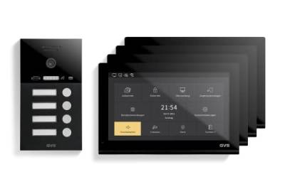 GVS - 4-Familienhaus IP Video Türsprechanlage AVS5544U - Mit 4x10 Zoll Monitor, App, HD-Kamera & Türöffner Funktion (RFID) - Türklingel Sprechanlage Gegensprechanlage von GVS