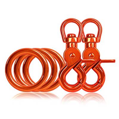 3 x O-Ring aus Stahl und 2 x Scheren-Karabiner Haken mit Dreh-Gelenk/Dreh-Kopf im Set, DIY Hunde-Leine/Hunde-Halsband, nichtrostend, Ideal mit Paracord 550, Farbe: Orange von Ganzoo