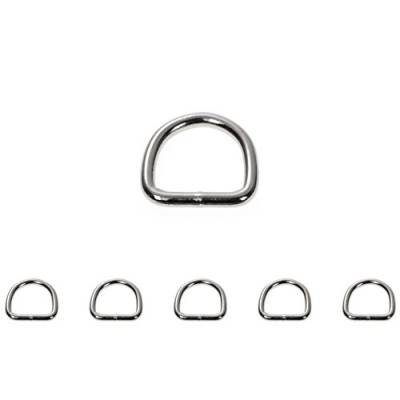 Ganzoo D - Ring aus Stahl, 5 Stück im Set, Stahl-Ring 22mm x 23mm, nichtrostend, Ideal in Verbindung mit Paracord 550 zu verarbeiten, geschweißter Stahl, Farbe Silber Glanz Marke von Ganzoo