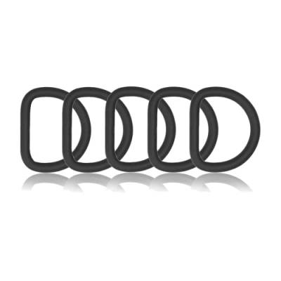 D-Ring aus Zink mit Silikon-Beschichtung 25mm, 5er Set, Materialstärke 4 mm, DIY Hunde-Halsband, nichtrostend, Ideal mit Paracord 550, Farbe: Schwarz von Ganzoo
