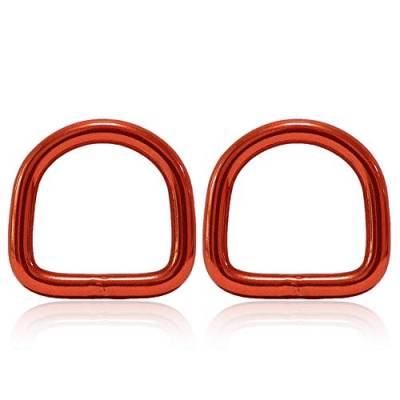 Ganzoo D - Ring aus Stahl, 2er Set, Innenmaß 21mm, Materialstärke 4mm, DIY Hunde-Halsband, nichtrostend, geschweißt, Ideal mit Paracord 550, Farbe rot von Ganzoo