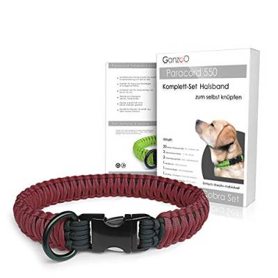 Ganzoo Paracord 550 Hunde-Halsband Set selbst knüpfen, Bastelset, DIY Geschenk (Weinrot) von Ganzoo