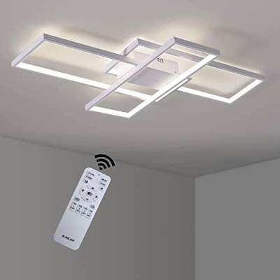 LED Deckenleuchte, dimmbare Deckenlampe aus Metall in Aluminium, Fernbedienung, Wohnzimmerlampen Moderne Chic Designer-Lampe Decke Leuchen Pendelleuchte für Esszimmer Schlafzimmer Küche Flur Lampe von GaoHX