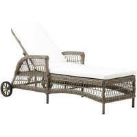 Sonnenliege mit Rollen in antikgrau aus Aluminium und Polyrattan - Sonnenliege Iben / Beige von Gartentraum.de