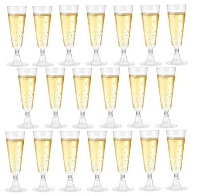 20 Stück Sektgläser Champagnergläser, Dessertbecher, Eisbecher, Biergläser,Sektflöten Sektkelch für Hochzeiten Geburtstag,Junggesellenabschied,Jahrestag,Einweg Stielgläser 150ml (Transparent) von Generic