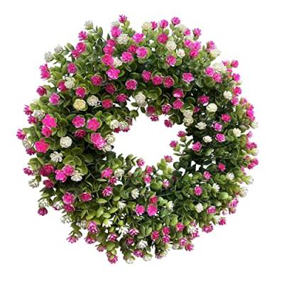 für frühling Sommer ganzjährig anwendbar,dauerhafte und stabile künstliche Blumen türkranz, dekorative wandkranz Party Festival Garten (45cm, rosa) (Rosa, 45cm) von Generic