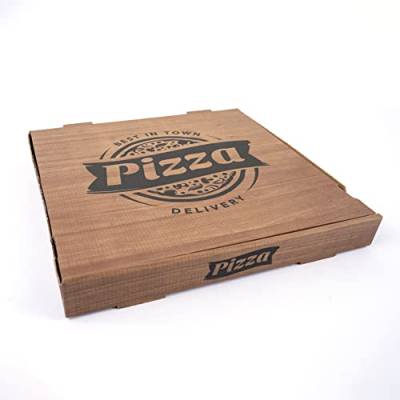 LuxuryPack Delivery Lieferservice Pizzeria Pizzakarton Kraftkarton Pizzabox Kraft-Design 33x33x4 cm 100 Stück von Generic