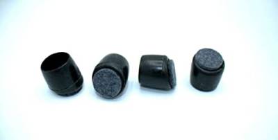 4 Abdeckkappen Stuhlgleiter für runde Rohre, schräg mit Filz, Kunststoff, Schwarz (25mm, Schräge 15 Grad) von KLAMA