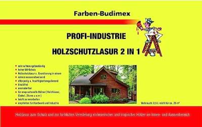 Farben-Budimex 2 in 1 Schutz Lasur/Farbton eiche-hell / 5 L/Holzschutzlasur 2 in 1, Grundierung u. Lasur in einem, Speziallasur v. Holzfachhandel mit hohem UV-Schutz von J.W. Ostendorf