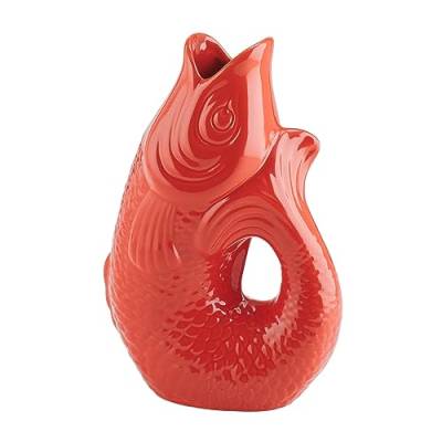 Gift Company Vase Monsieur Carafon L, Dekovase in Fisch-Form, Steingut, Coral Red, 30.7 cm, 1087405003 von Gift Company