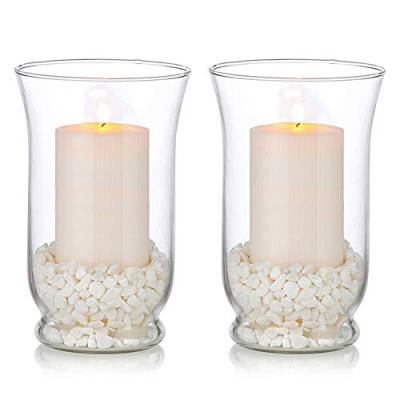 Glassäulen-Kerzenhalter für Kerzen mit 75 mm Durchmesser, 2 St Hurricane-Kerzenhalter, Hochzeitsmittelstücke für Empfangstische für Wohnkultur von Glasseam