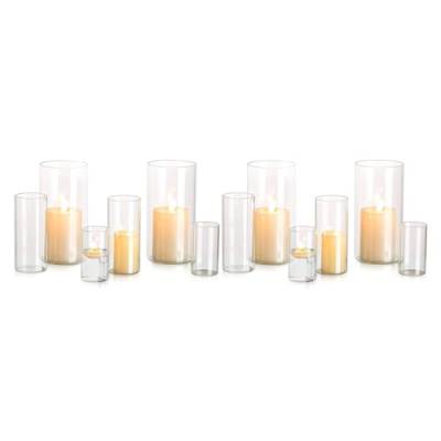 Kerzenhalter Glas Set Kerzenständer Glaszylinder: Modern Windlicht Für Stumpenkerzen Teelicht Pampasgras Vasen Hochzeit Tischdeko Glasvase Zylinder Deko Wohnzimmer Esstisch (S+M+L, 4 Sätze) von Glasseam