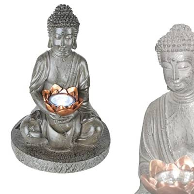 LED Solarlampe Buddha mit Schale - Garten Solarleuchte für Außen - Figur Garten Deko Außenlampe (IP44, LED, Größe ca.: Durchmesser 20 cm x Höhe 29,8 cm) von Globolightings