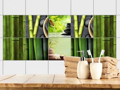 Fliesenaufkleber Set für Bad Bambus Steine Relax von Graz Design