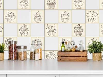 Fliesenaufkleber im Set Küche verschiedene Cupcakes von Graz Design