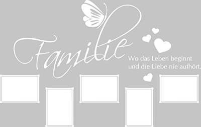 GRAZDesign Fotowand Wandtattoo Wohnzimmer mit Spruch und Fotos, Wand Deko als Geschenk, Fotohalter Photo Wall Familie (90x57cm // 010 Weiss) von Graz Design