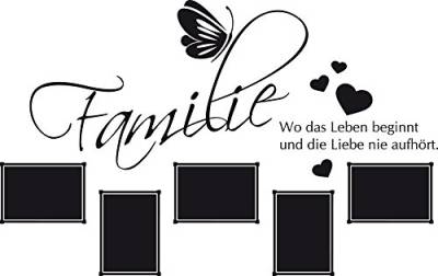 GRAZDesign Wandtattoo Fotorahmen Bilderrahmen Familie Herz Schmetterling Farbe Schwarz 90x57cm von Graz Design