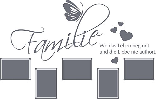 GRAZDesign Wandtattoo Bilderrahmen Fotowand selbst Gestalten Wand-Spruch Familie (90x57cm // 071 grau) von Graz Design