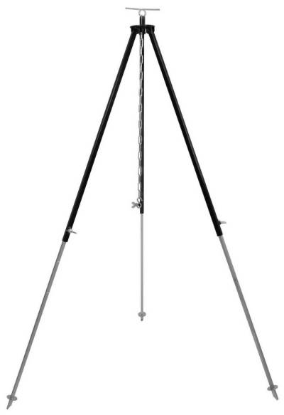 Grillplanet Holzkohlegrill Teleskopgestell Dreibein Gestell 130 cm für Gulaschkessel Kettenhöhenv, Set von Grillplanet