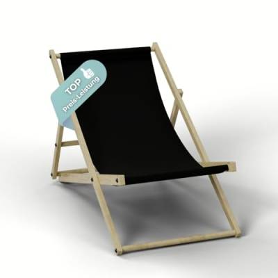 HAGO Liegestuhl Schwarz Liege Stuhl Strand Strandliege Sonnenliege Gartenliege Klappstuhl Lounge Chill 1 Stück von HAGO