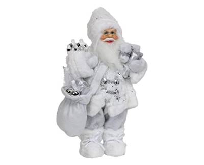 Weihnachtsmann Nikolaus Figur stehend mit Geschenkesack Weihnachtsdeko Winterdeko Deko Weiß 57 cm von HAGO