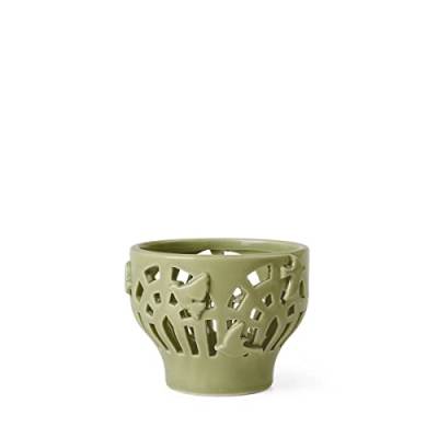 Kähler Design Orangery Spring Leaf Teelichthalter aus Keramik, Farbe: Grün, Maße: Durchmesser: 9.5 cm, Höhe 7.5 cm, 691207 von HAK Kähler