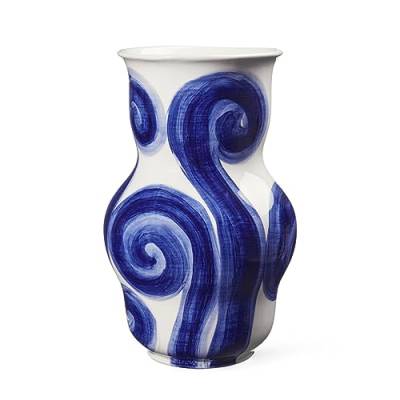 Kähler Design Tulle Vase aus Porzellan in der Farbe Blau, 22,5x14,5x14,5 cm, 695015 von HAK Kähler