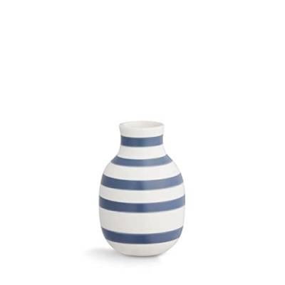 Kähler Vase H12.5 cm Omaggio Originaldesign mit handgemalte Streifen, blau von HAK Kähler