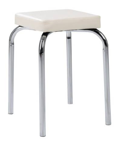 HAKU Sitzhocker Stapelhocker PIK, B 36 cm, T 36 cm, H 47 cm (1 St), Metallgestell Chrom, Kunstleder Weiß, stapelbar von HAKU