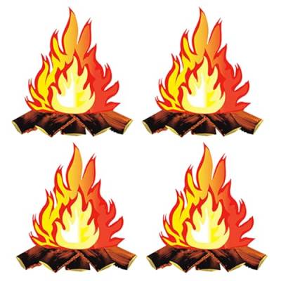 HAPPOW 4 Stück 3D Dekorative Pappe Lagerfeuer Herzstück, Künstliches Feuer Gefälschte Flamme Papier, Lagerfeuer Requisite, Camping Party Dekorationen, für Lagerfeuer Partydekorationen (Gelb) von HAPPOW