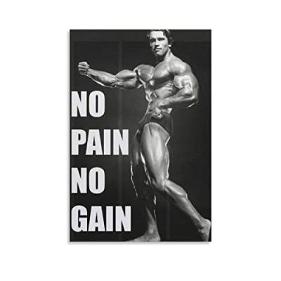 HAPPOW Arnold Schwarzenegger Poster "No Pain No Gain", dekoratives Gemälde, Leinwand, Wandkunst, Dekoration für Zuhause, Schlafzimmer, Dekoration, Poster, 20 x 30 cm von HAPPOW