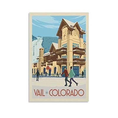 Schönes Vintage-Poster, Vail, Colorado-Poster, dekoratives Gemälde, Leinwand, Wandposter und Kunstdruck, modernes Familienschlafzimmer-Dekor, Poster, 60 x 90 cm von HAPPOW