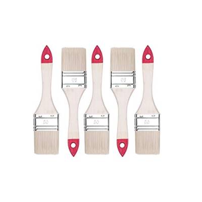 HARDY WORKING TOOLS Flachpinsel-Set 5-teilig, Breite 2 Zoll-5 Stück, Malerpinsel Set mit Holzgriff, Lackierpinsel 5PCS, Serie *30*, A0200-300520 Rot von HARDY WORKING TOOLS