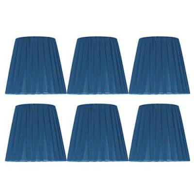 Kleine Lampenschirme Aufstecken Blue Plissee Fabric Stoff Lampenschirm 9×14×13 Cm, Lampenschirme 6er Set Kerzenbirnen Für Kronleuchter Pendellampe Wandleuchte Hängelampe Lampenschirm von HERCHR