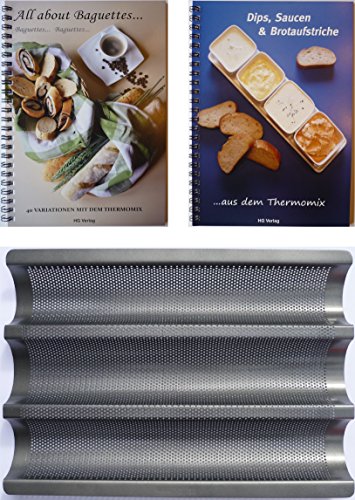HG Verlag XL-Set Baguetteblech + 2 Bücher: All About Baguettes+Dips, Saucen & Brotaufstriche aus- mit dem Thermomix TM6 TM5 TM31 … von HG Verlag