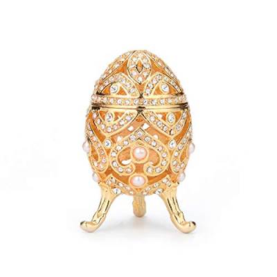 FASALINO Fabergé-Ei-Schmuckschatulle, mit Scharnier, klassisch, handbemalte Ornamente, Metall, Vintage-Stil, für Heimdekoration von HLXFF3