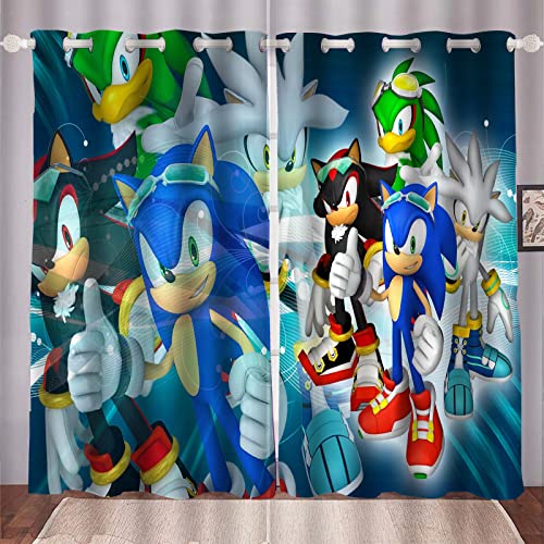 HNSRYLQX Sonic 3D Digitaldruck Gardinen Verdunkelungsvorhang Blickdicht - Gardinen Thermogardinen Geräuschreduzierung Vorhang Mit Ösen Für Schlafzimmer Kinderzimmer (9,100 x 140 cm(2X50X140cm)) von HNSRYLQX